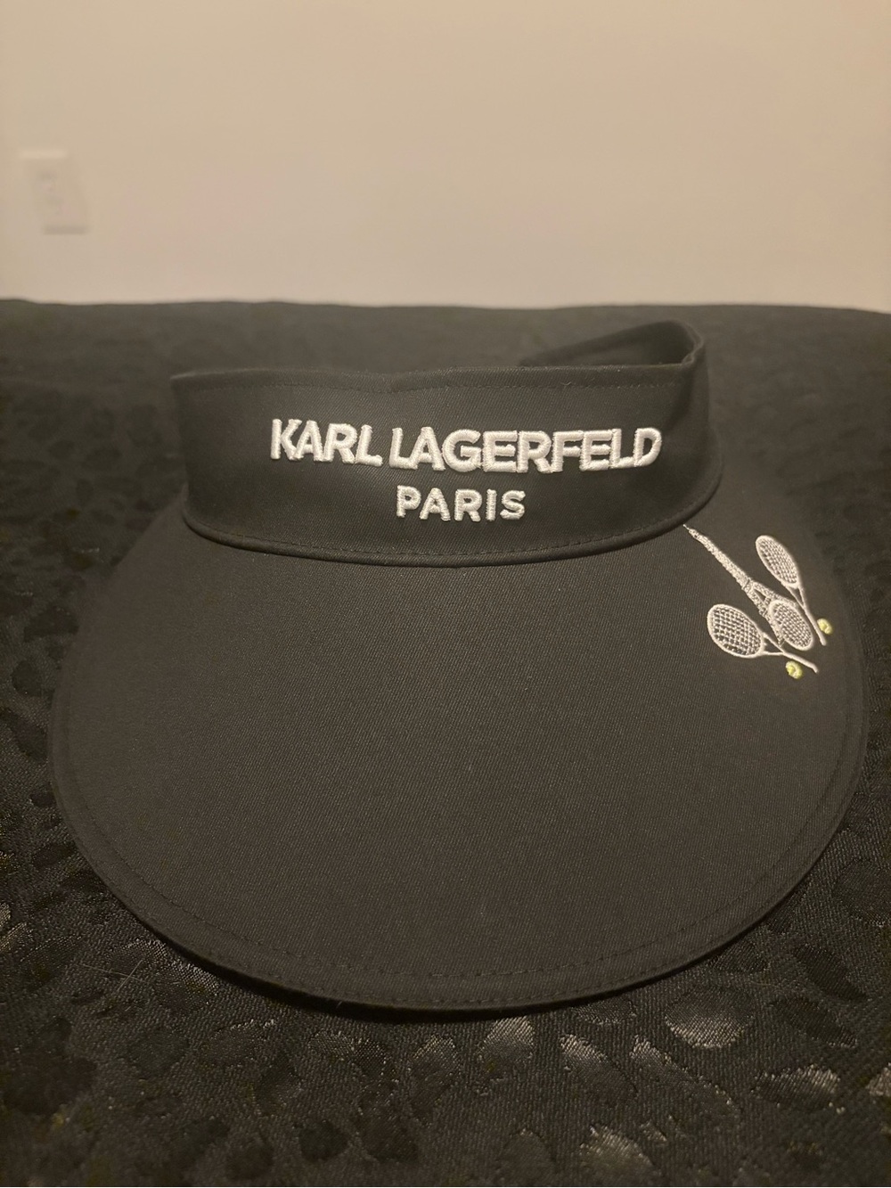 Karl Lagerfeld Black Visor with White Logo and Tennis Embroidery